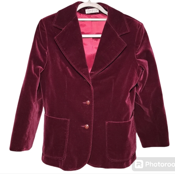 Vintage Jackets & Blazers - alexon VINTAGE cotton velvet jacket blazer made in Gt. Britian 14 BEAUTIFUL